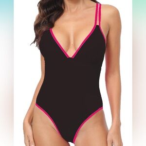 NWT One Piece Swimsuit for Women Tummy Control Bathing Suit Spaghetti Straps XL